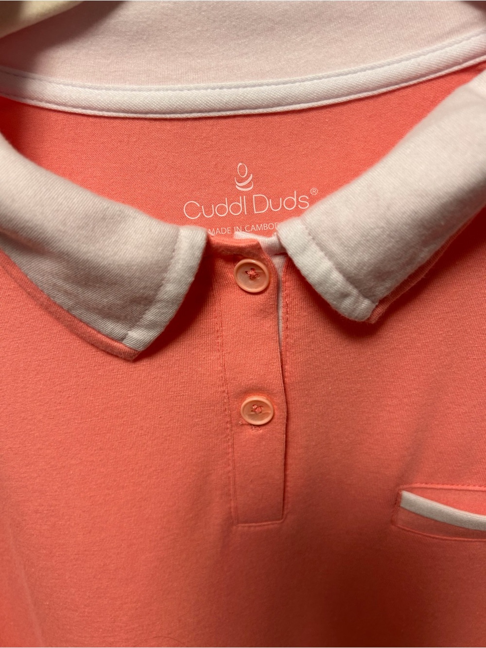 Cuddl Duds Coral Polo Dress with Contrast Collar - Picture 3 of 4